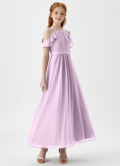 Azazie Chaya Junior Frosted Lilac A-Line Off the Shoulder Chiffon Dress image6
