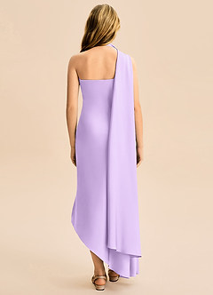 Azazie Briony Junior Lilac Sheath Pleated Stretch Satin Dress image2