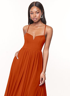 Azazie Marsol Bridesmaid Dresses Paprika A-Line Corset Mesh Dress image5