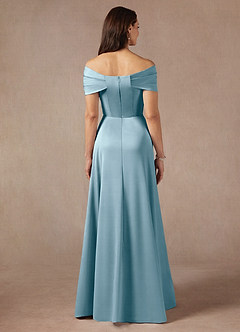 Azazie Amelia vestidos de madre de la novia Vestido de Azul Malhumorado de Satén Elástico de Corte En A con Vestidos sin tirantes image6