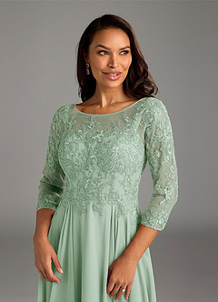 Azazie Marge Mother of the Bride Dresses Agave A-Line Scoop Lace Chiffon Dress image5