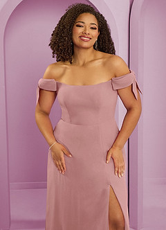 Barbie ♥ Azazie Brautjungfernkleider Wandelbar A-Linie Schulterfrei Chiffon Kleid Altrosa image11