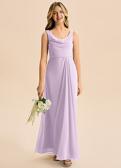 Azazie Evania Junior Linia A Pofałdowany Szyfon Długość podłogi Młodsza druhna Sukienka image1