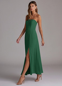 Azazie Wren Bridesmaid Dresses Dark Green A-Line Strapless Chiffon Dress image3