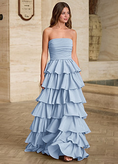 Lunafen Himmelsblå Volanger i satin med balklänning image6