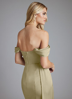 Azazie Amyra Bridesmaid Dresses Moss Green Mermaid Off the Shoulder Stretch Satin Convertible Dress image7
