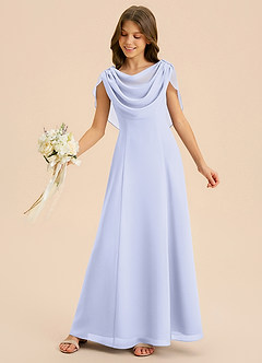 Azazie Lambie Junior Lavender A-Line Pleated Chiffon Dress image6