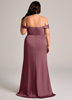 Azazie Johana Vestidos de damas de honor Vestido Rosa Del Desierto de Satén Elástico de Corte Sirena Convertible con Hombros descubiertos image6