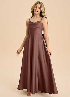 Azazie Bear Junior Espresso A-Line Sweetheart Neckline Stretch Satin Dress image4