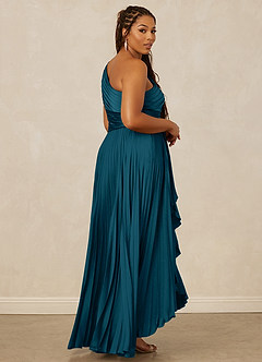 Christian Siriano Bridal for Azazie 1008 Bridesmaid Dresses Ink Blue A-Line One Shoulder Stretch Satin Dress image13