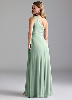 Azazie Dallas Final Sale Agave A-Line One Shoulder Mesh Dress image7