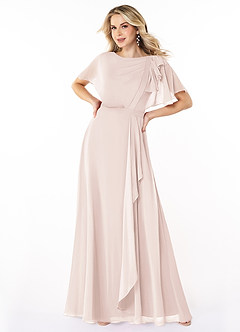 Azazie Aaliyah Modest Bridesmaid Dresses A-Line Scoop Pleated Chiffon Floor-Length Dress image1