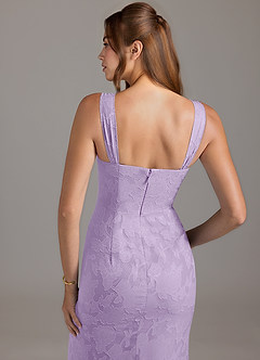 Azazie Denice Bridesmaid Dresses Lilac A-Line Pleated Floral Burnout Dress image2