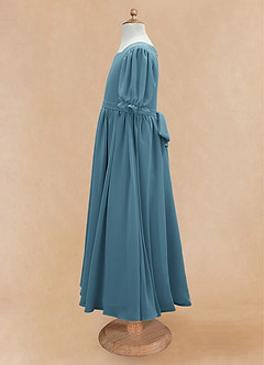 Azazie Joss Robe Demoiselle D'honneur Fillette Robe Trapèze en Mousseline de soie avec manches Bermude image7
