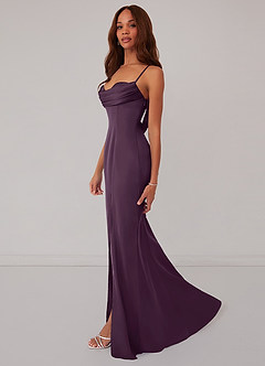 Barbie ♥ Azazie Bridesmaid Dresses Plum Mermaid Corset Stretch Satin Dress image4