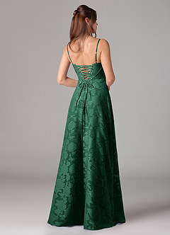 Azazie Valentine Brautjungfernkleider A-Linie Herzausschnitt Blumen-Burnout Kleid Dunkelgrün image5