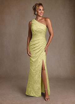 Azazie Joylin Mother of the Bride Dresses Lemon Sorbet Trumpet One Shoulder Floral Burnout Dress image1
