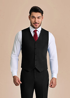 front James Black Structured Stretch Suit Vest