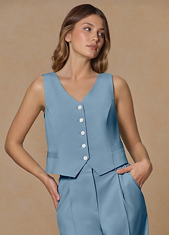 front Rowan Light Blue Refined Weave Performance vest