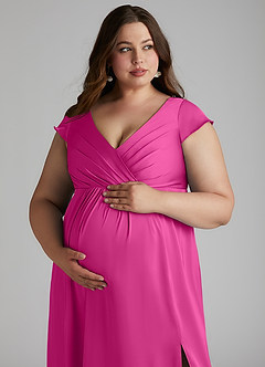 Azazie Allessia Abiti da damigella d'onore premaman Abito A-Line Plissettato Raso Elasticizzato Floor-Length image12