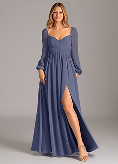 Azazie Alia Bridesmaid Dresses Stormy A-Line Long Sleeve Chiffon Dress image1