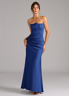 Azazie Debby Bridesmaid Dresses Royal Blue Mermaid Strapless Stretch Satin Convertible Dress image1
