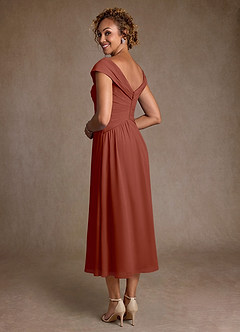 Azazie Mirta Suknie dla Matki Panny Młodej Linia A Pofałdowany Kwiatowe wypalenie Długość herbaty Sukienka image2