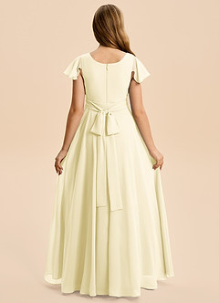 Azazie Cady Junior Lemon Sorbet A-Line Pleated Chiffon Dress image2