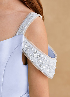 Azazie Judi Flower Girl Dresses Lavender A-Line Matte Satin Dress image5