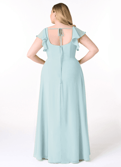 Azazie Bondi Bridesmaid Dresses Mist A-Line Ruffled Chiffon Dress image8