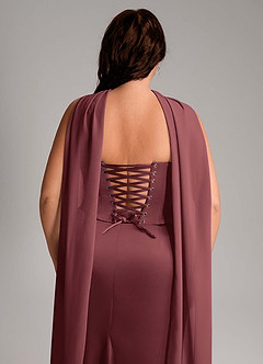 Azazie Sorrel Bridesmaid Dresses Merlot Mermaid Strapless Stretch Satin Convertible Dress image14