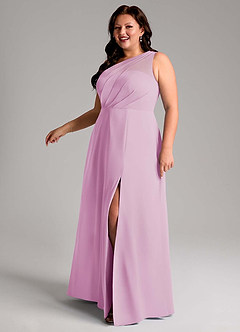 Azazie Phaedra Bridesmaid Dresses Candy Pink A-Line One Shoulder Chiffon Dress image12