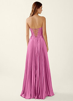 Clementine Fuchsia Satin Lace Up Back A-line Prom Dress image2