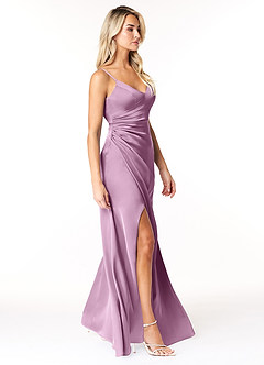 Azazie Marchella Brautjungfernkleider A-Linie Korsett Stretch-Satin Kleid Blauregen image5
