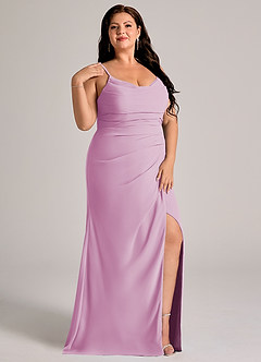 Azazie Deandra Bridesmaid Dresses Candy Pink Mermaid Pleated Chiffon Dress image11