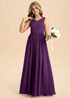 Azazie Hathaway Junior Klä av A-Line i Chiffong Rosett image5