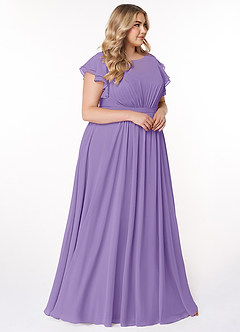 Azazie Daphne Modest Bridesmaid Dresses A-Line Ruffled Chiffon Floor-Length Dress image9