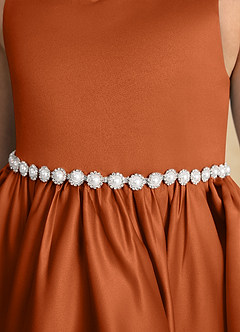 Azazie Julietta Flower Girl Dresses Burnt Orange Ball-Gown Convertible Tulle Dress image10