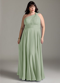 Azazie Charlize Bridesmaid Dresses Dusty Sage A-Line One Shoulder Chiffon Dress image7
