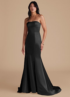 Azazie Aura Bridesmaid Dresses Black Mermaid Metallic Satin Convertible Dress image6