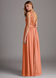 Azazie Elly Bridesmaid Dresses Sunset A-Line Lace Scoop Neck Chiffon Dress image5