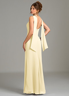 Azazie Cassiana Robes de demoiselle d'honneur Robe Sirène en Mousseline de soie Plissée Sorbet Citron image2