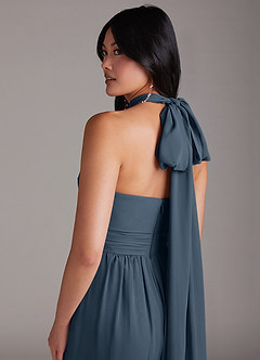 Azazie Lamara Brautjungfernkleider Wandelbar Schulterfrei Chiffon Overall/Jumpsuit Neptunblau image11