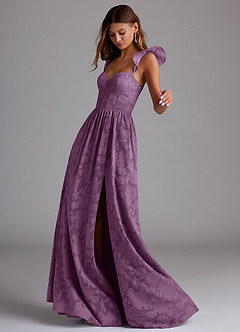 Azazie Denisse Bridesmaid Dresses Wisteria A-Line Ruched Floral Burnout Dress image2