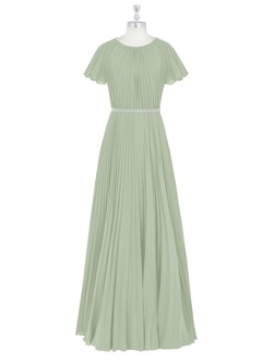 Azazie Kara Bescheidene Brautjungfernkleider A-Linie Plissee Chiffon Bodenlänge Kleid image7