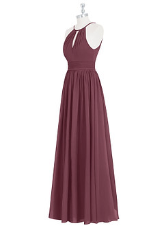 Azazie Cherish Bridesmaid Dresses Sangria A-Line Pleated Chiffon Dress image8