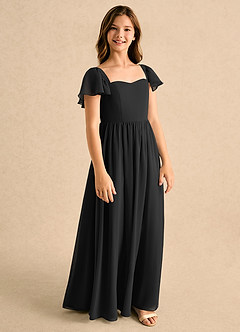 Azazie Patsy Girls Formal Flower Girl Klänningar Klänning A-linje i Chiffong Hjärtformad urringning image2