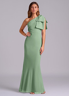 Azazie Yuanna Bridesmaid Dresses Matcha Mermaid One Shoulder Chiffon Dress image1