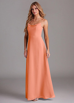 Azazie Daenerys Bridesmaid Dresses Sunset A-Line Cowl Chiffon Dress image4