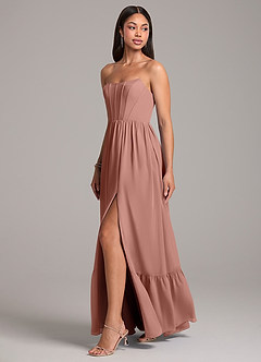Azazie Kailee Bridesmaid Dresses Cedar Rose A-Line with Pockets Chiffon Dress image3